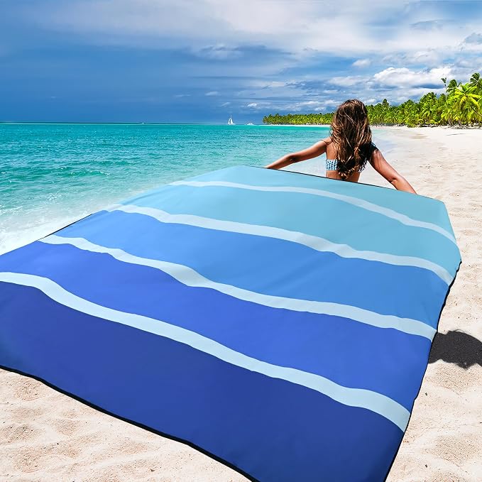 WIWIGO Beach Blanket Waterproof Sandproof Beach Mat 79" X 83"/10'x9'for 2-8 - Image 4