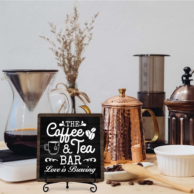 Coffee Bar Sign, Love is Brewing Farmhouse Tabletop Decor, Coffee and Tea Lover - Image 7