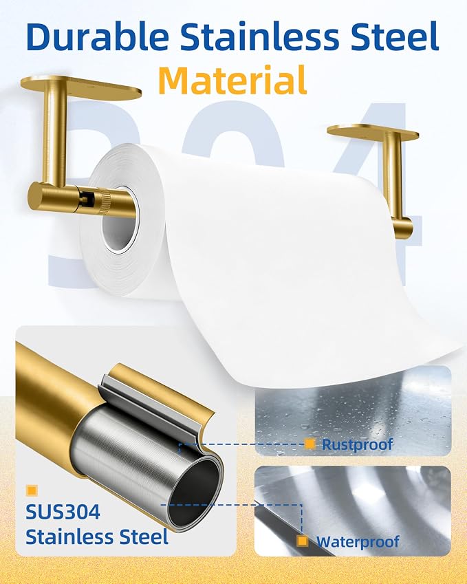RUACQ Paper Towel Holder Under Cabinet, Wall Mounted or Adhesive Stainless - Image 5