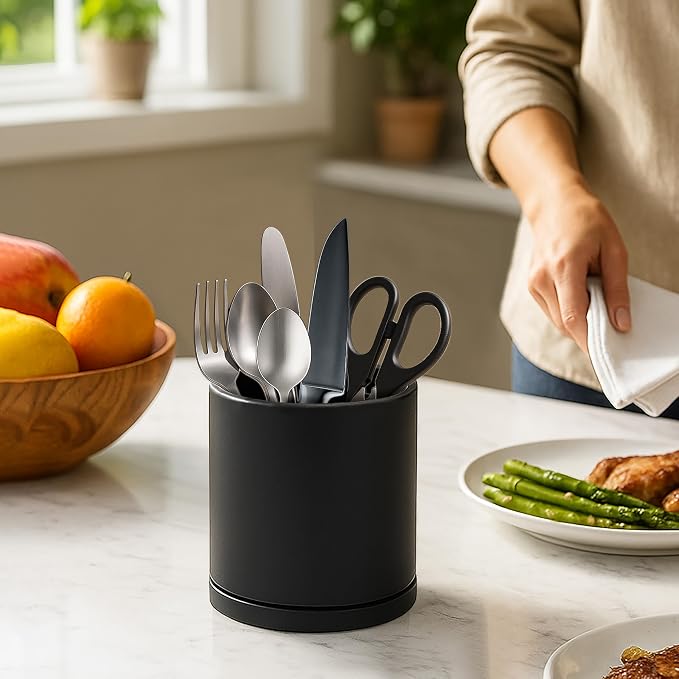 D'vine Dev 360° Rotating Utensil Holder – 5" Kitchen Utensil Crock - Image 5