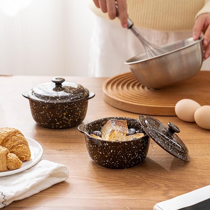 10 Oz Ceramic Mini Cocotte Set 4-Pack, Oven Safe Stoneware Casserole Dishes - Image 6