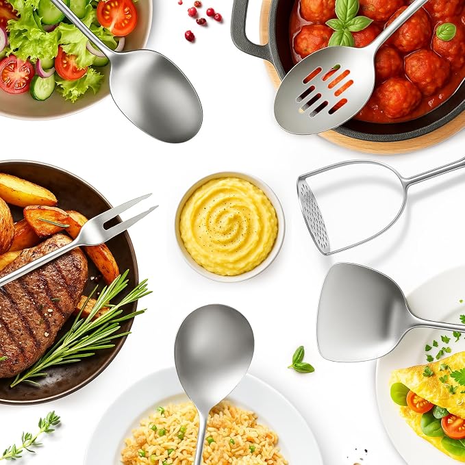 Newness 12 Pcs Cooking Utensils Set, 304 Stainless Steel Kitchen Utensils Set - Image 8