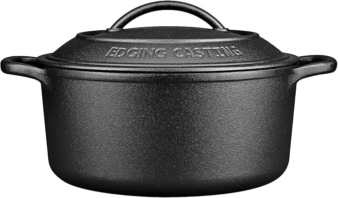 EDGING CASTING Pre-Seasoned Cast Iron Dutch Oven Pot by EDGINGCOOKWARE