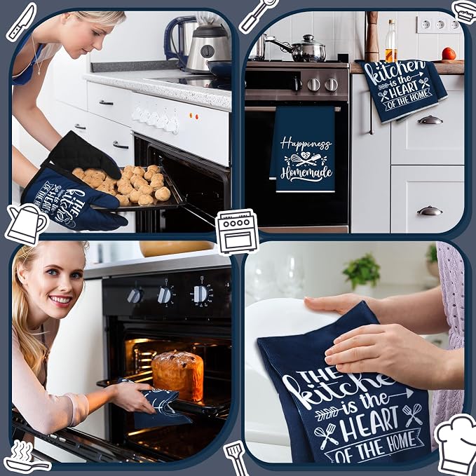 Sratte 6 Pcs Kitchen Decor Accessories Set Farmhouse Towels Pot Holders Oven - Image 5