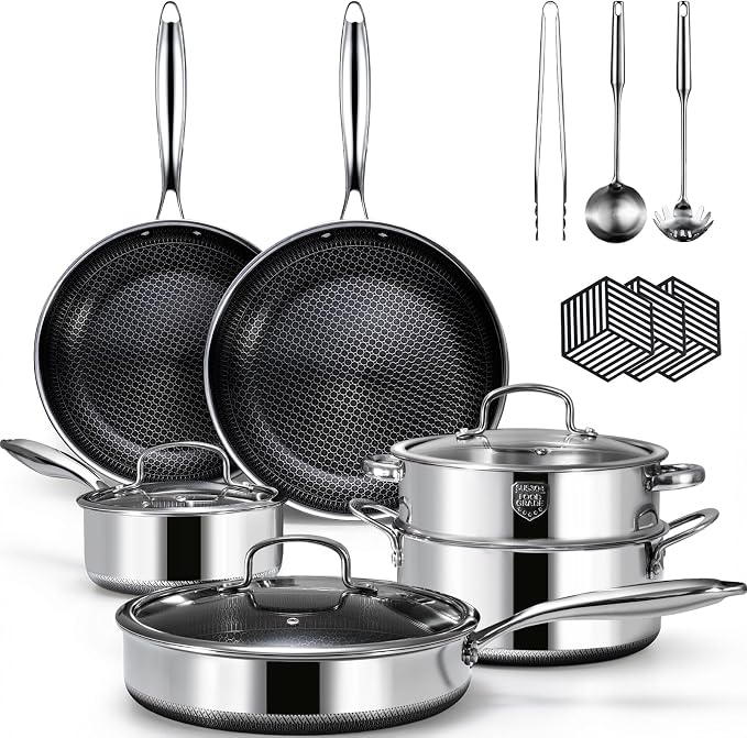 USELUCK Hybrid Nonstick Cookwre Set, frying pan, sauce pan, Dishwasher-Friendly by useluck