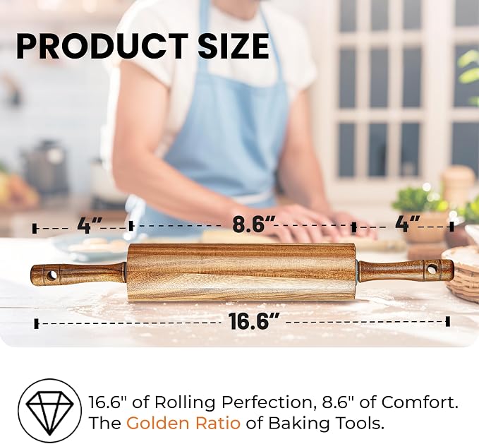 KARRYOUNG Acacia Wood Rolling Pin - Image 2