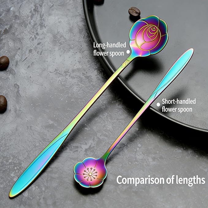 12 Pcs Flower Coffee Tea Spoons Set - Image 8