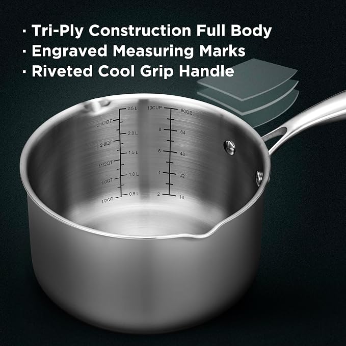 Tri-Ply Stainless Steel Sauce Pan - Image 3