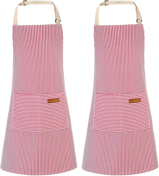 2 Pack Stripes Kids Apron, Kids Cooking Aprons by XLSXEXCL