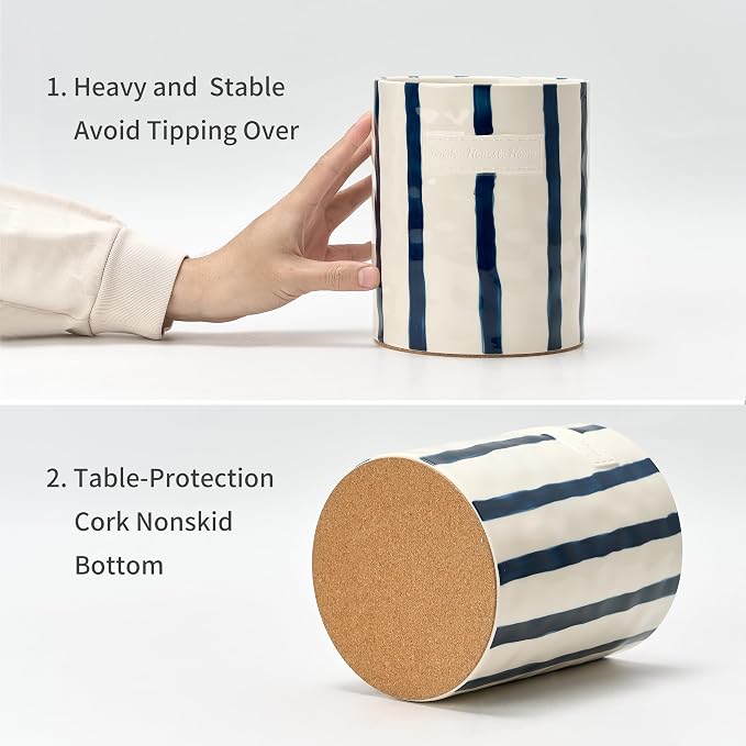 JIEMEI HOME Kitchen Utensil Holder, 7.2" Ceramic Stable Utensil Crock - Image 4