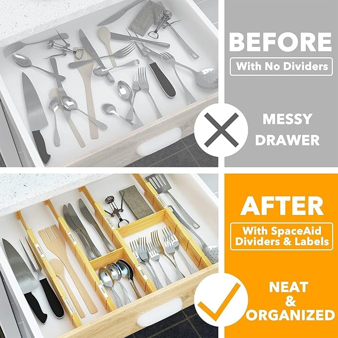 SpaceAid Bamboo Drawer Dividers - Image 5