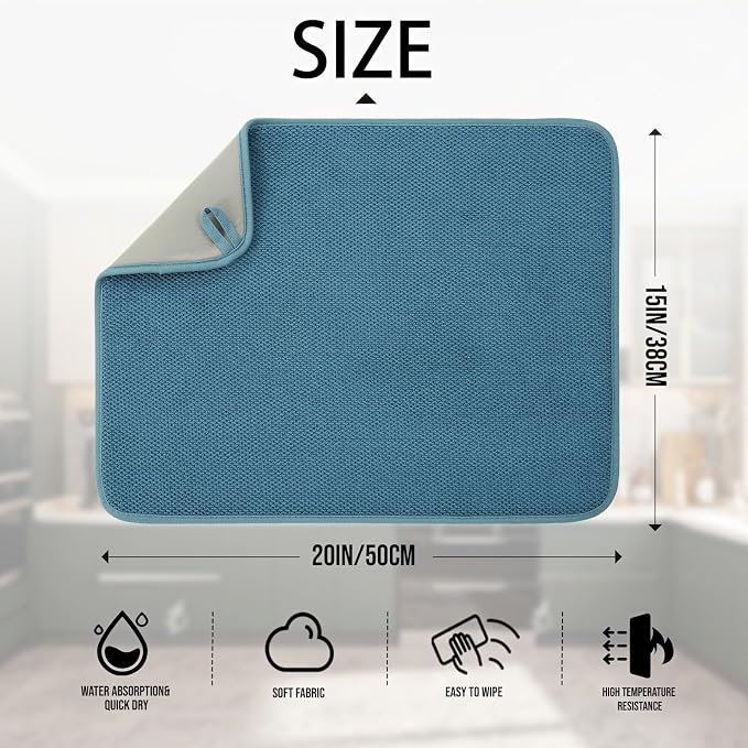 2 Pack Microfiber Dish Drying Mat - Image 2