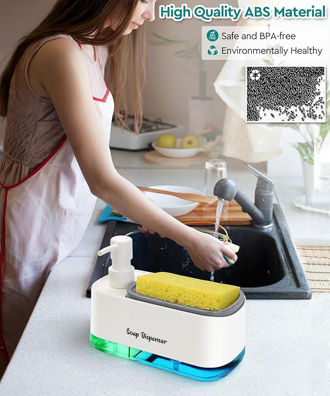 Kitchen Dish Soap Dispenser Set，Dish and Hand Soap Dispenser - Image 3