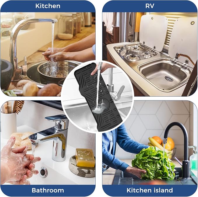 BFONS XL Silicone Faucet Handle Drip Catcher Tray, 18.1in x 5.7in x 0.79in - Image 8