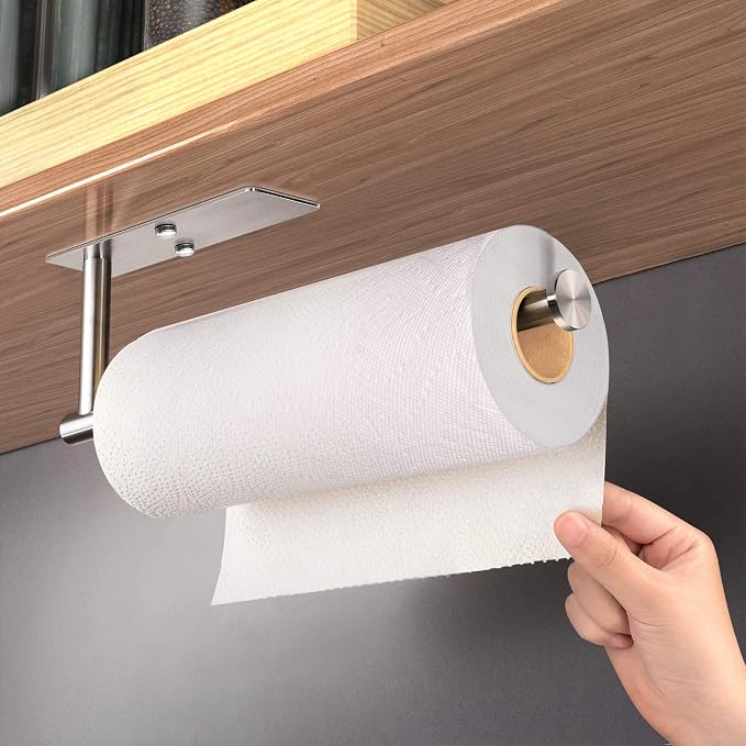 VAEHOLD Self Adhesive Paper Towel Holder Under Cabinet Mount, Wall Mounted - Image 2