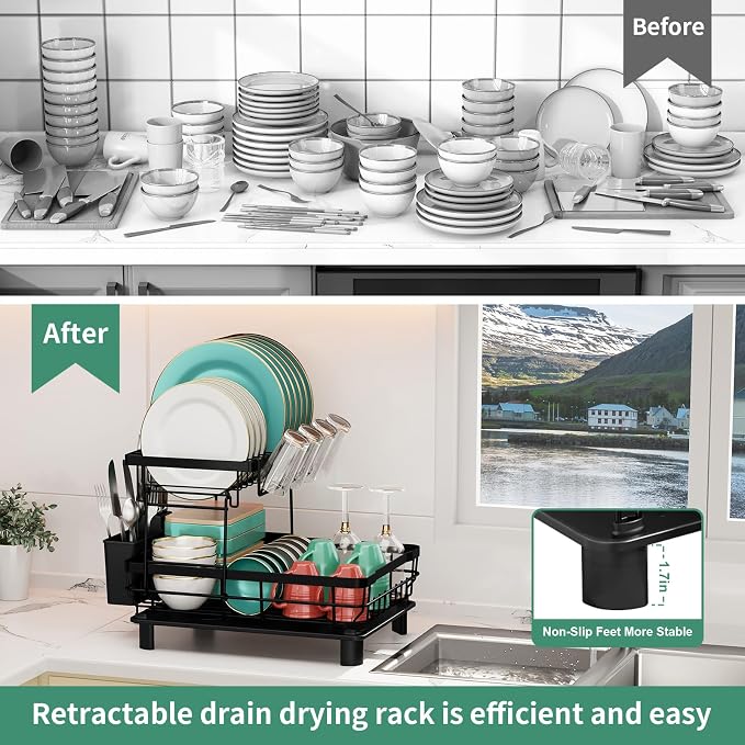 MOUKABAL Dish Drying Rack, Dish Rack, Stainless Steel Dish Racks - Image 9