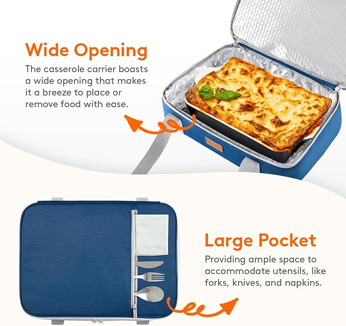 Lifewit Insulated Double Decker Casserole Carrier, Expandable Lasagna Lugger - Image 6