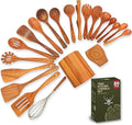 20 Pcs Teak Wooden Utensil Set – Premium Cooking Utensils Set, Natural Wooden by WOODLANDSUSA