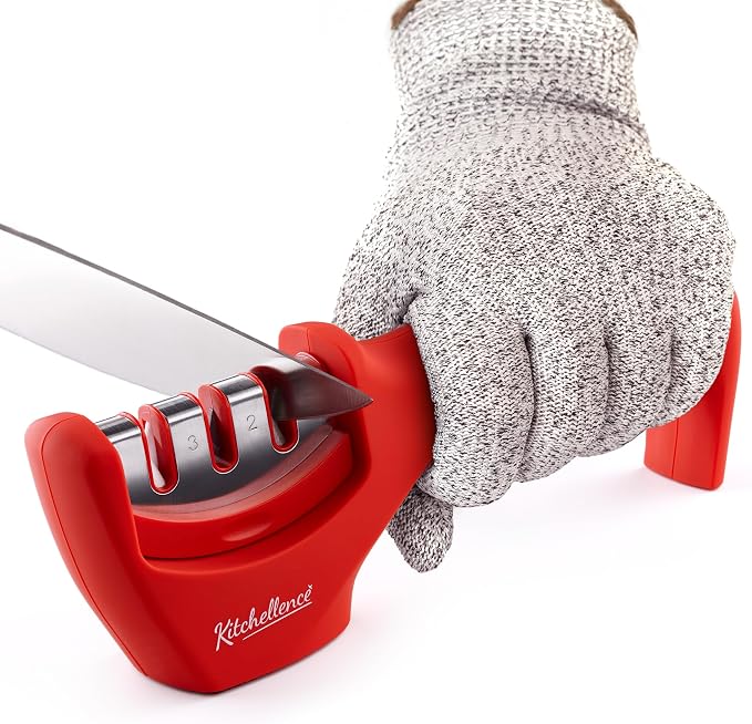 4-in-1 Kitchen Knife Accessories: 3-Stage Knife Sharpener Helps Repair by KITCHELLENCE