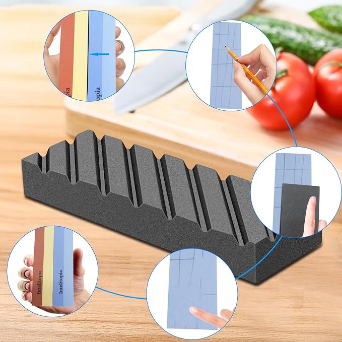 Intelitopia Complete Knife Sharpening Stone Set – Dual Grit Whetstone 400/1000 - Image 7