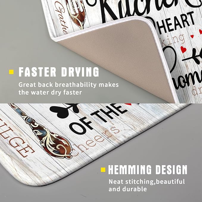 Giwawa 16"x18" Dish Drying Mat The Kitchen is The Heart of The Home- Knife Fork - Image 3