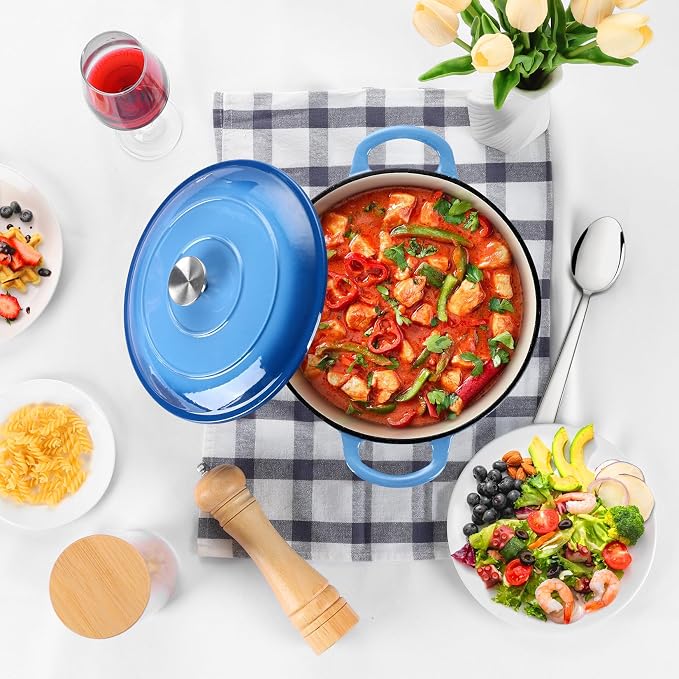 P&P CHEF 5QT Enameled Dutch Oven, Cast Iron Dutch Oven Pot - Image 6