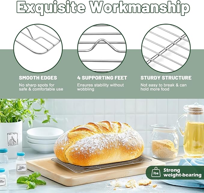 TeamFar Cooling Rack, 15.3” x 11.1” Stainless Steel Wire Baking Rack - Image 3