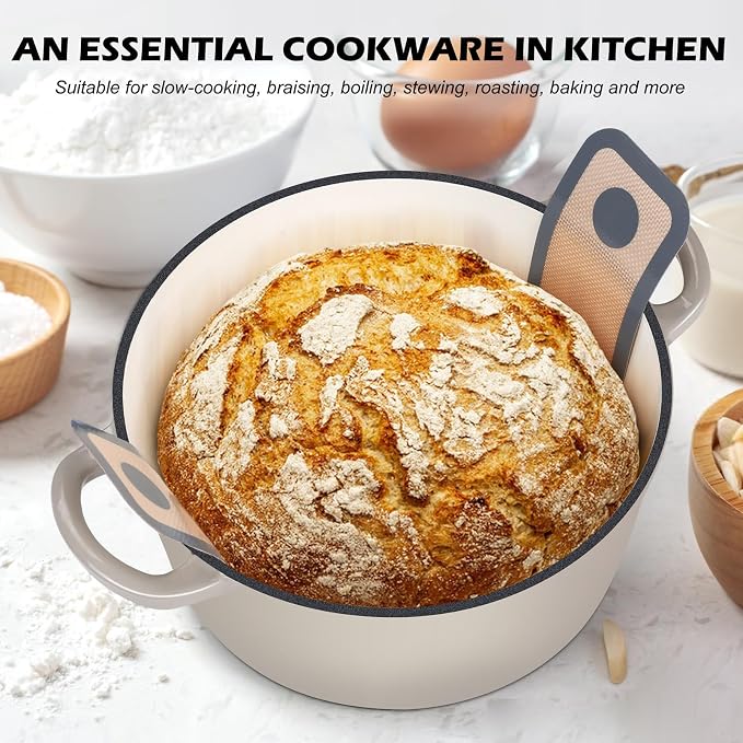 TeamFar 5Qt Dutch Oven, Enameled Cast Iron Dutch Oven - Image 7
