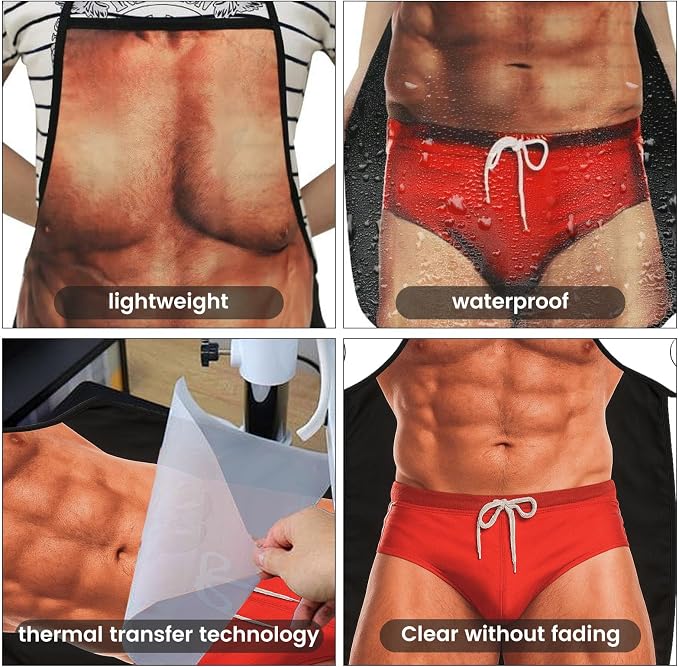 HAKSEN Funny Aprons for Men, Gag Grilling Apron for Men Women Kitchen Cooking - Image 3