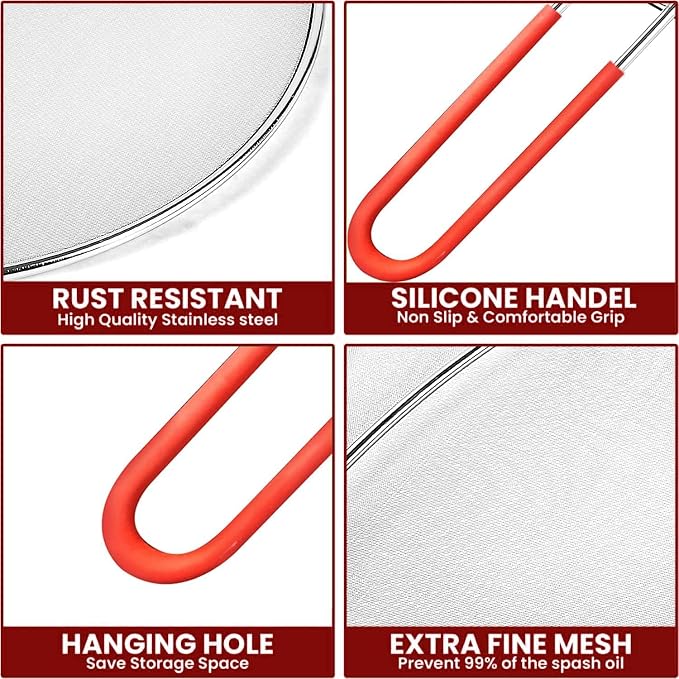 13" Grease Splatter Screen for Cooking | Stainless Steel Oil Splatter Guard and - Image 8