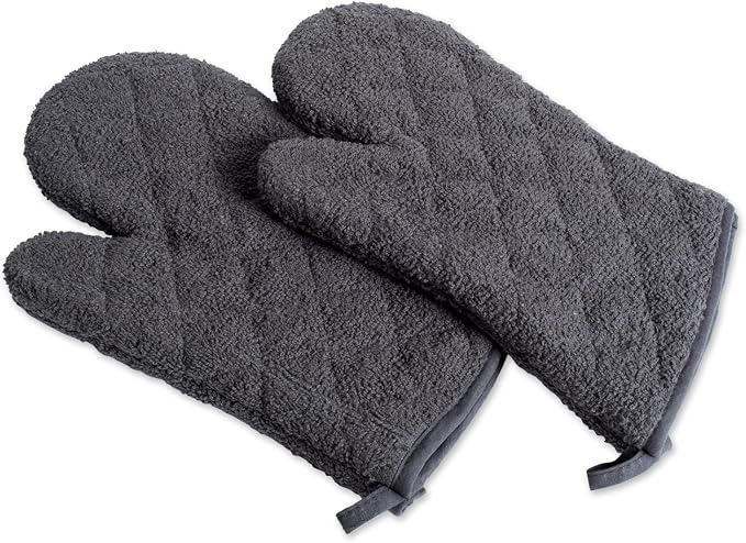 DII Basic Terry Collection 100% Cotton Quilted, Oven Mitt, Mineral Gray by DII