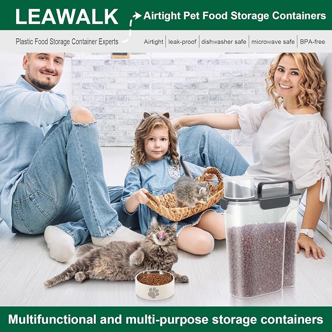 LEAWALK 5Lbs Airtight Cat Dog Food Storage Container - Image 6