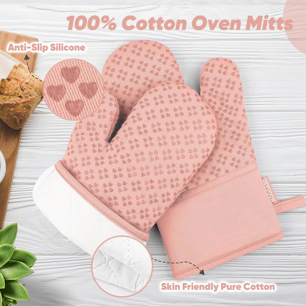 Oven Mitts and Pot Holders 4 Sets, Heat Resistant 500 °F Oven Mitt and