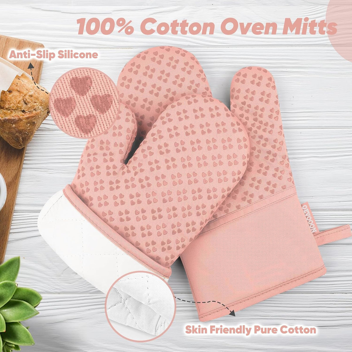 Oven Mitts and Pot Holders 4 Sets, Heat Resistant 500 °F Oven Mitt and