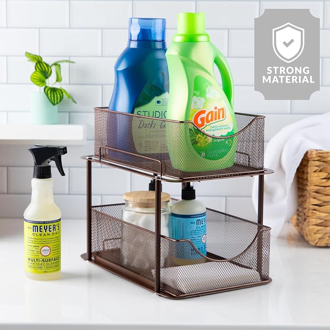 Sorbus 2 Tier Metal Under Sink Organizer - Image 6