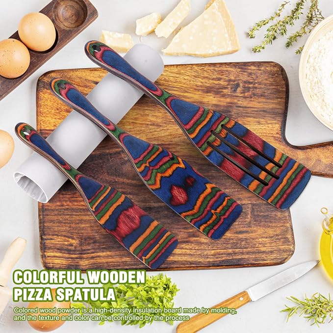 Spurtle Set, Wooden Utensils for Cooking, Kitchen Utensils Set, Pakkawood - Image 3