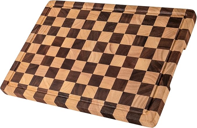 Checkered Cutting Boards for Kitchen, Wooden Chopping Board by FyctioHome