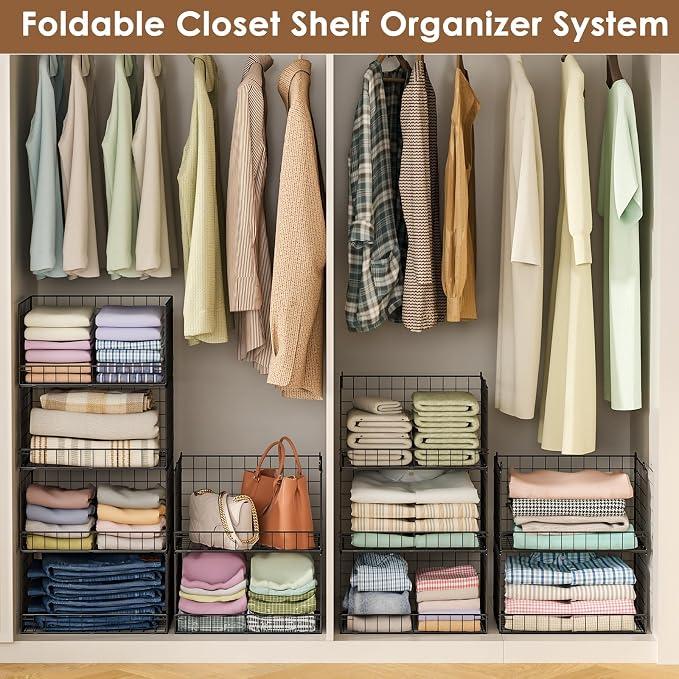Yociyoga 3-Tier Stackable Closet Organizers and Storage Shelves, Foldable - Image 6