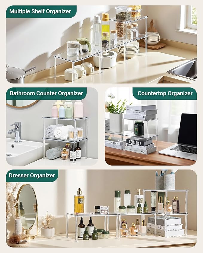Bobomoment Acrylic Cabinet Organizer, Desk Countertop Shelf Organizer, Pantry - Image 2