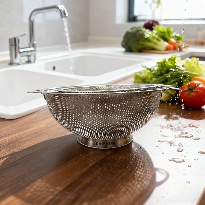 Kaishun Colander Stainless Steel Set, Kitchen Strainer - Image 7