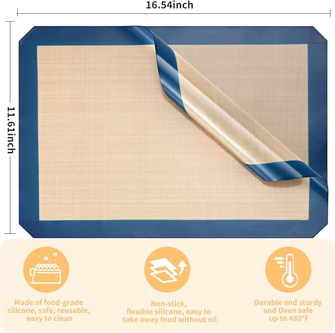 Luckyiren 2-Pack Silicone Baking Mats – Non-Stick Reusable BPA-Free Oven Liners - Image 2