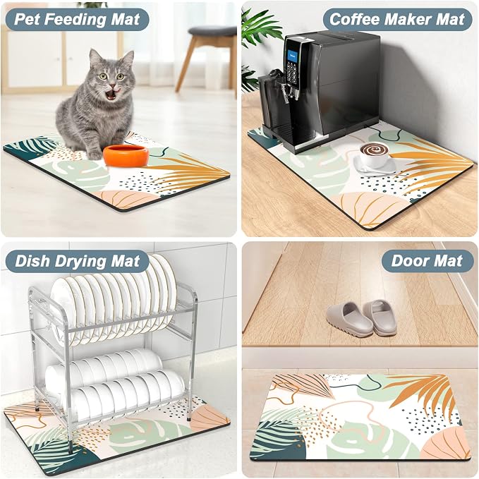 Rnivvi Coffee Mat, Hide Stain Rubber Backed Absorbent Dish Drying Pad - Image 7