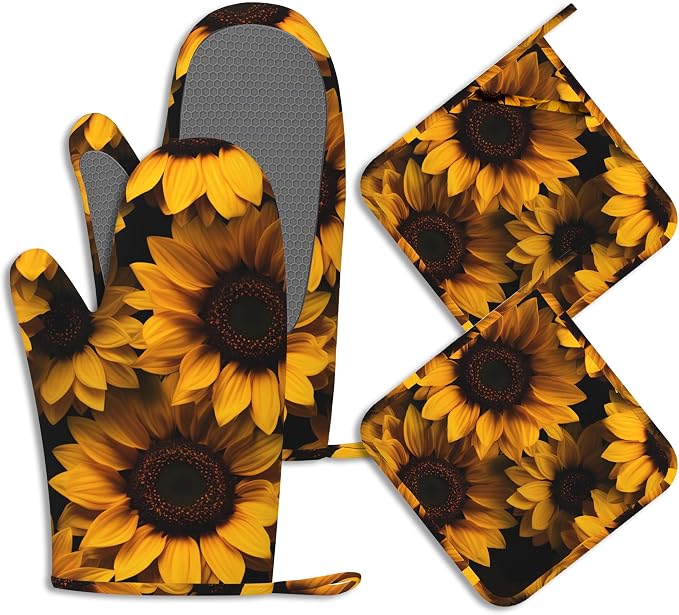 Spring Sunflowers Oven Mitts and Pot Holders Sets of 4 Yellow Flowers Heat by BIGXIUKA