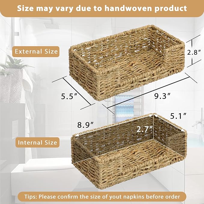 Graciadeco Bathroom Disposable Guest Towel Napkin Holder Long Seagrass Woven - Image 2