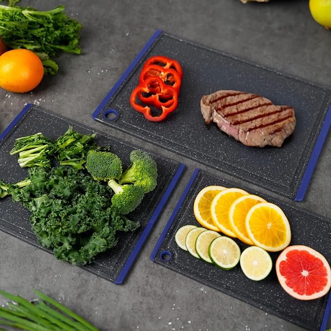 Kikcoin Plastic Cutting Boards for Kitchen, 3-Piece Large Cutting Board Set - Image 5
