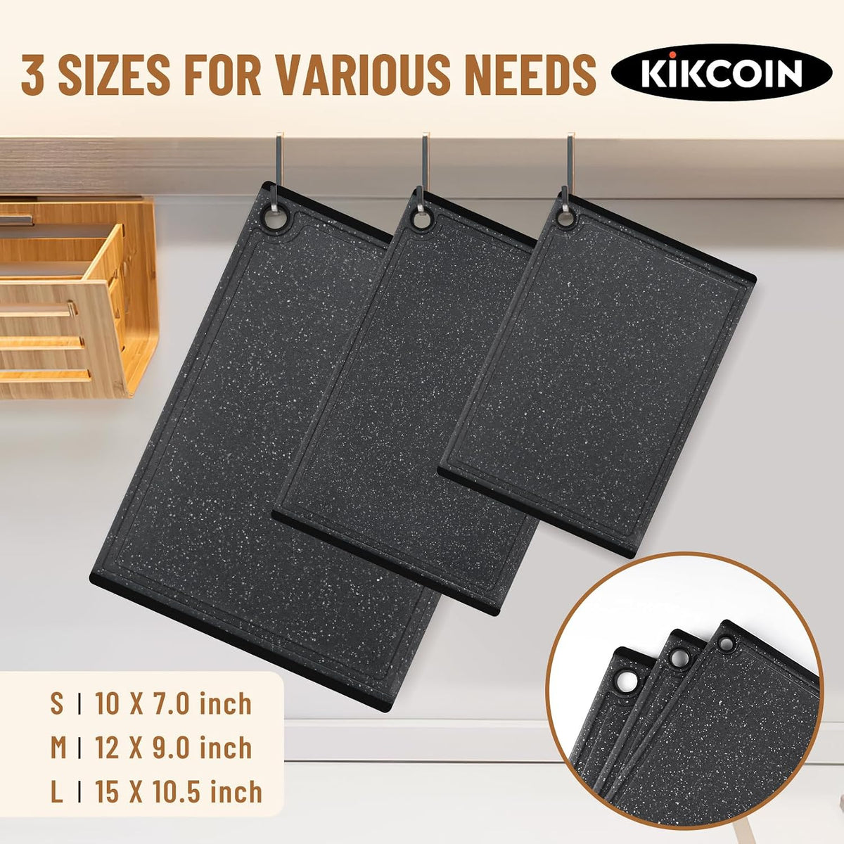 Plastic Cutting Boards for Kitchen, 3-Piece Large Cutting Board Set