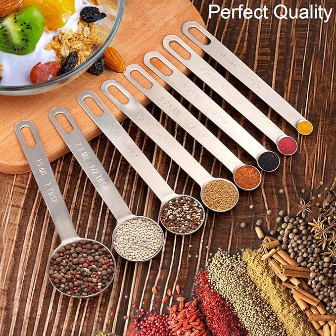 Upgrade 9 PCS Stainless Steel Measuring Spoons Set, Small Tablespoon, Set 8 - Image 7