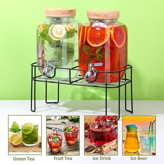 2 Pack 1 Gallon Glass Drink Dispenser - Image 5
