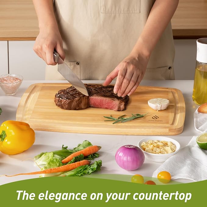 Bamboo Cutting Board Set Non Slip Feet Over Sink Acrylic Counter Lip Glass - Image 7