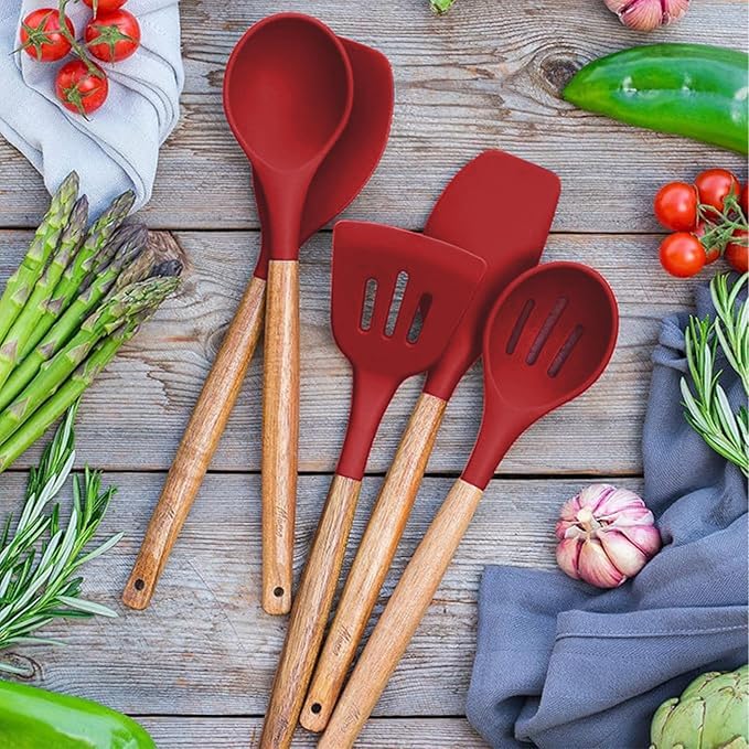 Kitchen Utensils Set, Silicone Cooking Utensils Set, Non-Stick Silicone Spatula - Image 7